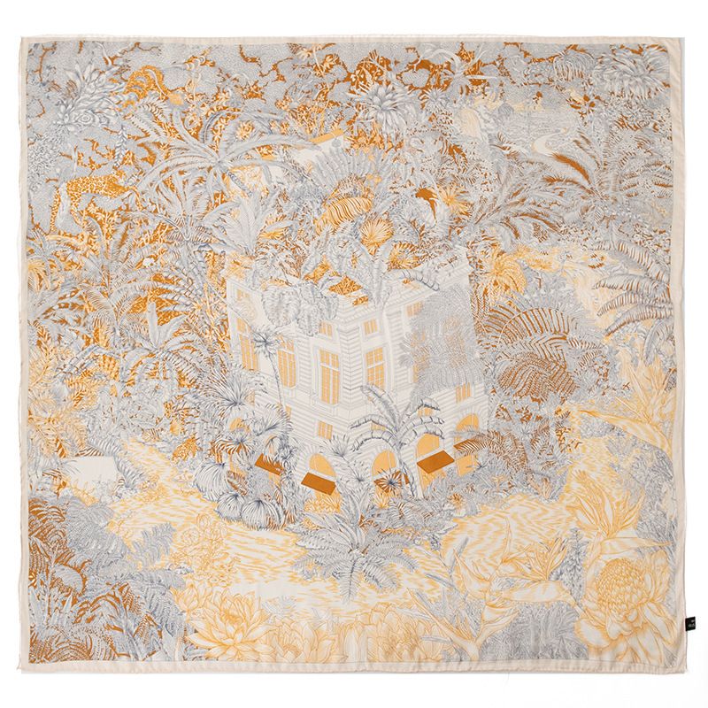 100% Mulberry Silk Teacher's Day Gift Box 2024 Chinese Style Flower Branch Printed Thin Women's Scarf_voghion.com