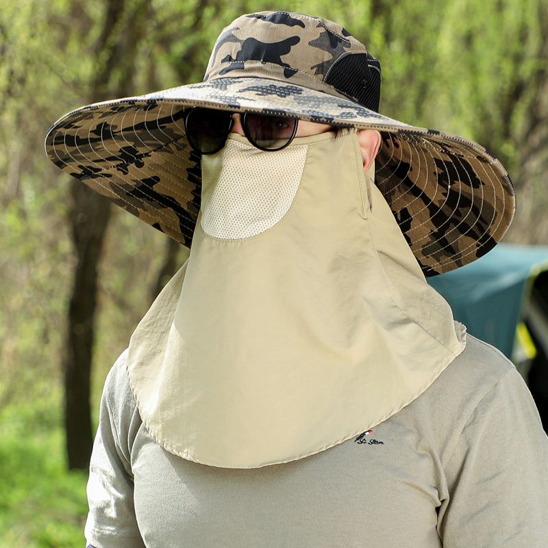 Cappello da sole a tesa larga da 16 cm - Protezione UV UPF 50+ con protezione per viso e collo per uomo e donna_voghion.com