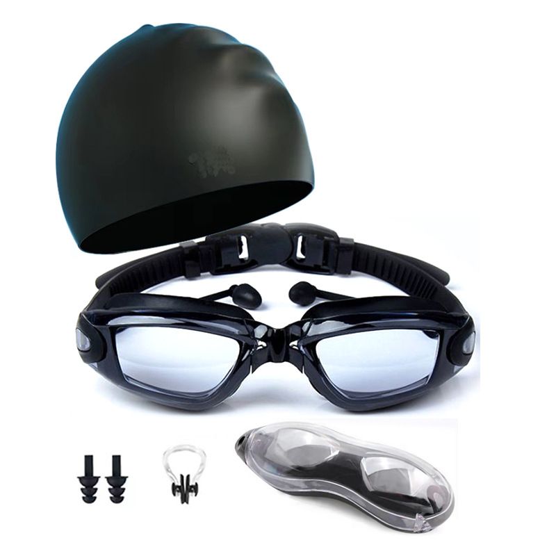 Savienoti ausu aizbāžņi, galvanizētas pretaizmiglošanas jaunas silikona brilles pieaugušajiem, ūdensnecaurlaidīgas tuvredzības peldēšanas brilles_voghion.com