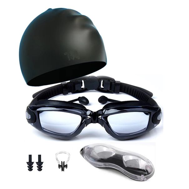 Savienoti ausu aizbāžņi, galvanizētas pretaizmiglošanas jaunas silikona brilles pieaugušajiem, ūdensnecaurlaidīgas tuvredzības peldēšanas brilles_voghion.com