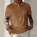 Herren Poloshirt aus Cord mit Revers, Knopftasche, einfarbig, lässig, kurzärmelig_voghion.com