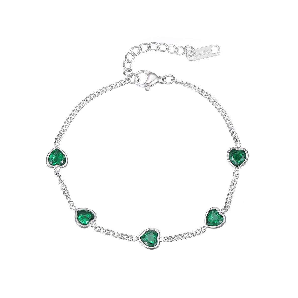 Braccialetto alla moda per donna, mini a forma di cuore, con zirconi colorati, in acciaio inossidabile di alta qualità_voghion.com