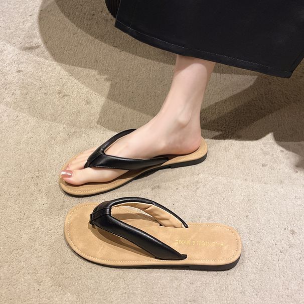 Offene Zehentrenner für Damen im Sommer, neuer koreanischer Urlaubsfeen-Stil, flache Strandsandalen_voghion.com