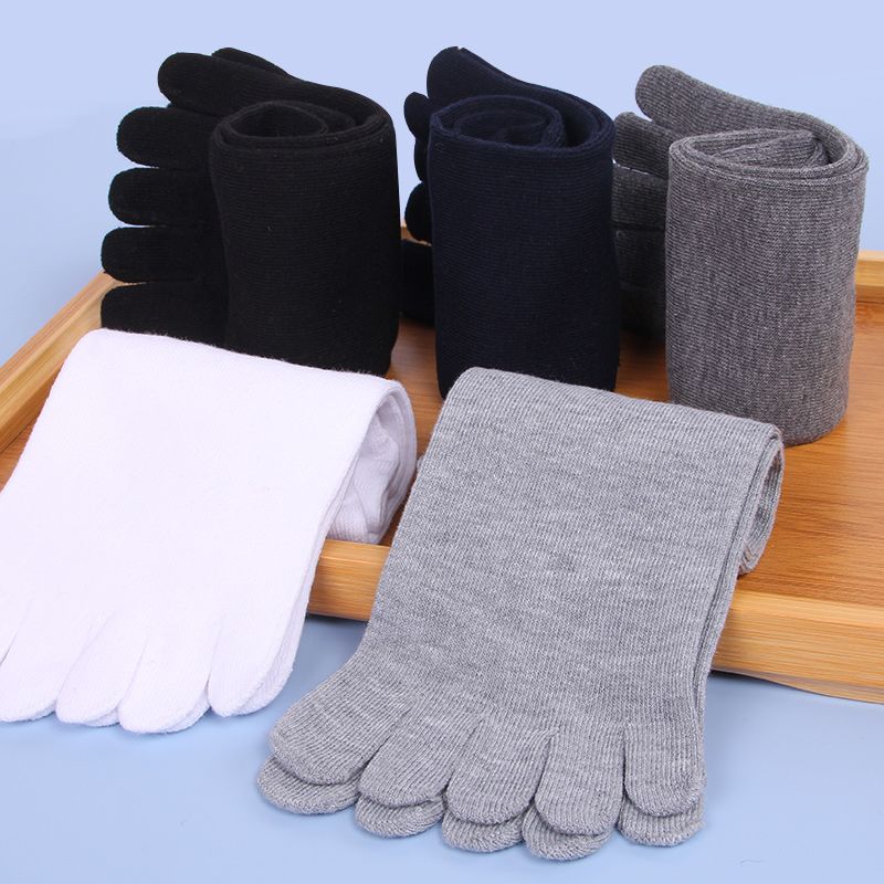 Calcetines deportivos transpirables con dedos separados y absorbentes del sudor para hombre, hasta media pantorrilla_voghion.com