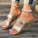 Wearing slippers for women in summer new belt buckle casual plus size beach flat bottomed sandals_voghion.com