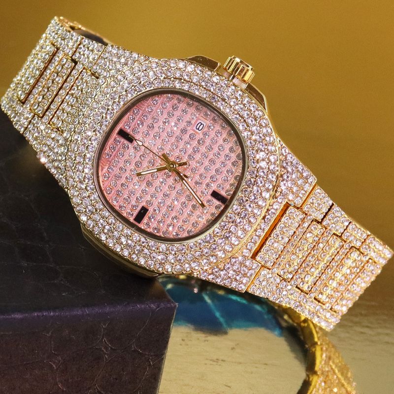 Hip Hop Uhr Diamant Sternenhimmel Uhr Kalender Quarzuhr Hip Hop Uhr Diamant Uhr_voghion.com