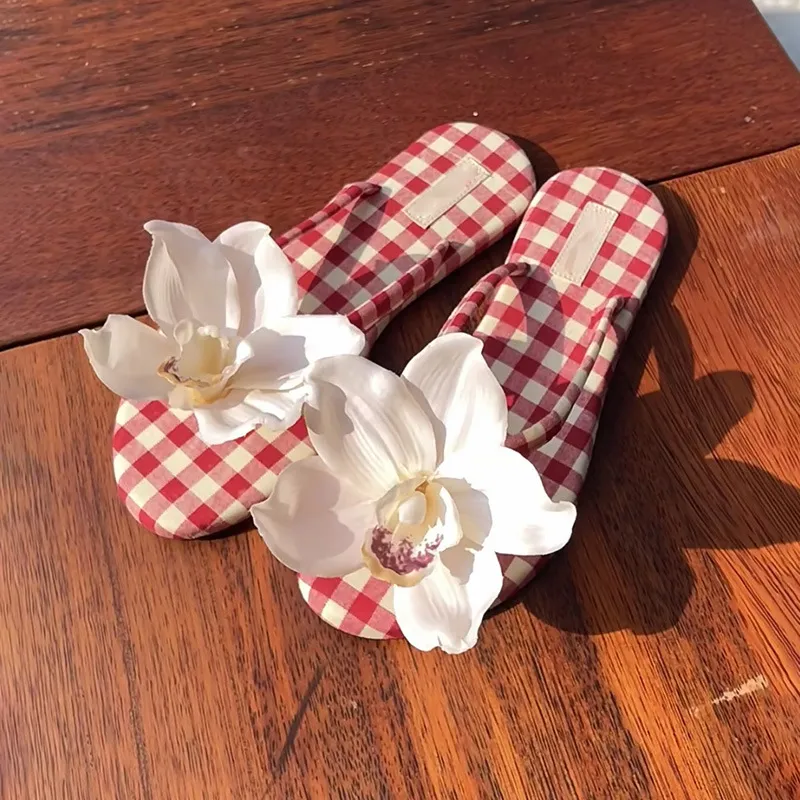 Chaussures de style bohème pour les vacances, style Phalaenopsis, boucle, tempérament doux, fleur, voyage, photo, grotte, sandales, accessoires pour femmes_voghion.com