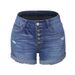 Women's Clothing Elastic Perforated Denim Shorts Casual Jeans Fashionable Pants_voghion.com
