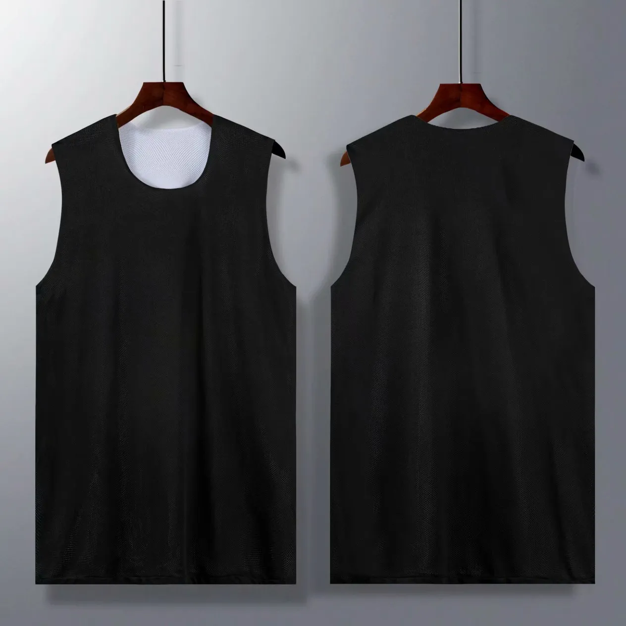 Basketball vest men's training, loose fit for sports, fitness, hip-hop trend, sleeveless basketball shirt, double-sided_voghion.com