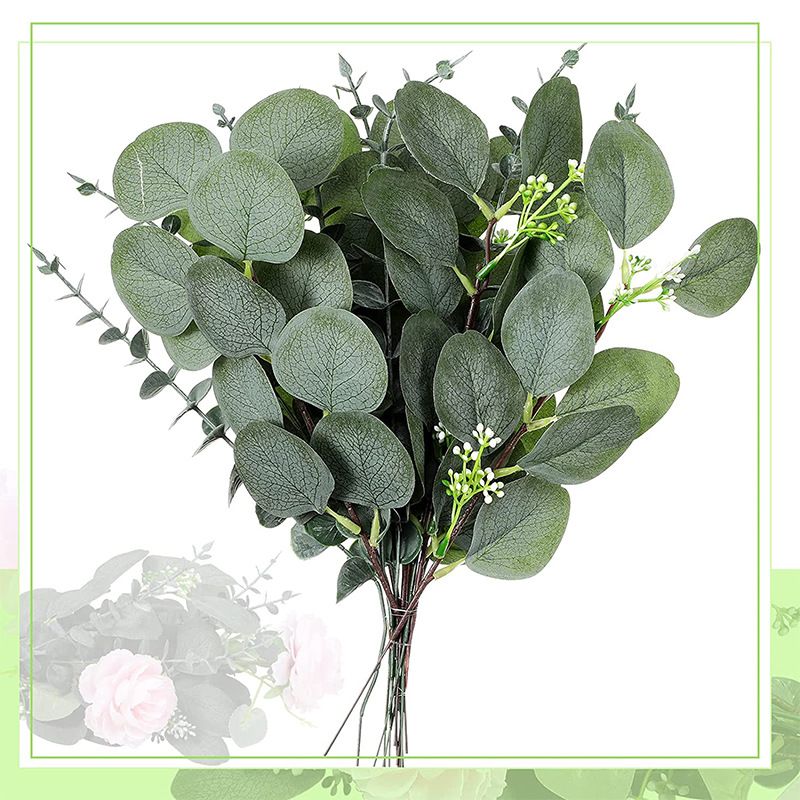 Eucalyptus leaves eucalyptus leaves green fake silver dollar tree stems wedding holiday green bouquet decoration_voghion.com