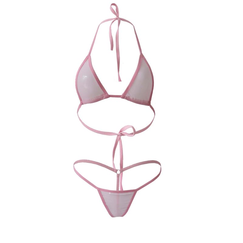 Dessous Mini Badeanzug Bademode Lady Sexy Sheer Mesh Dreipunkt Damen Bikini Höschen Set_voghion.com