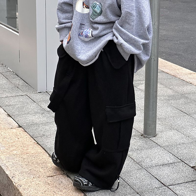 Kinderkleidung Frühling Neue einfarbige Strick-Overalls für Kinder Kleine und mittelgroße modische Hosen für Frühling und Herbst_voghion.com