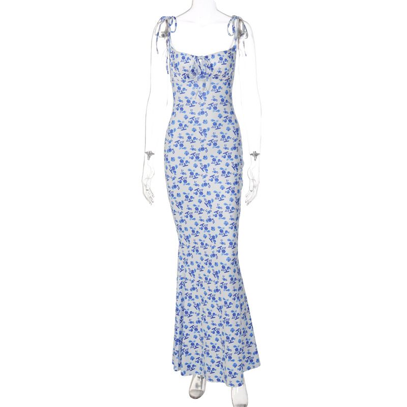 2023 sommer Heißer Verkauf Neue Kleine Fragmentierte Blume Hängenden Riemen Große Schaukel Kleid frauen Tragen_voghion.com