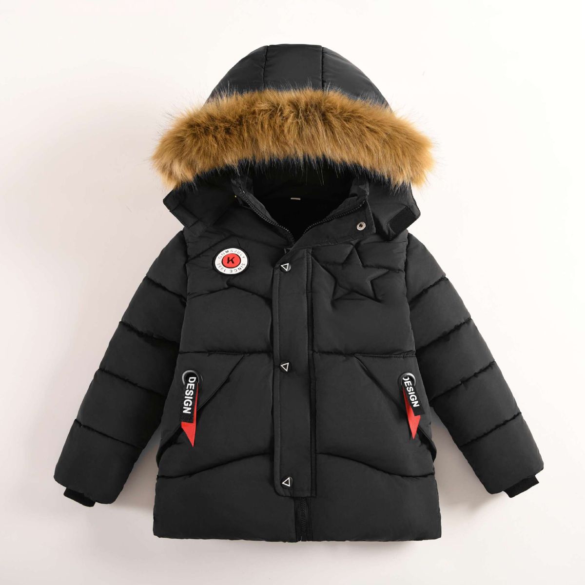 European And American New Winter Boys' Cotton Coats For Children's Middle And Large Children With Hoods, Plush And Thickened Warm Cotton Coats_voghion.com