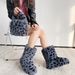 Faux Rabbit Fur Snow Boots For Women, Hot Girl Style Short Boots, Leopard Print Faux Fur Punk Y2k Trendy Cool Style Shoe And Bag Set_voghion.com