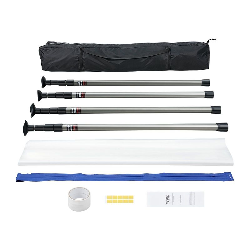 VEVOR Dust Barrier Poles, 10 Ft Barrier Poles, Dust Barrier System With 4 Telescoping Poles, Carry Bag And 32.8x13.12 Ft Plastic Film, For Interior Decoration, Painting_voghion.com