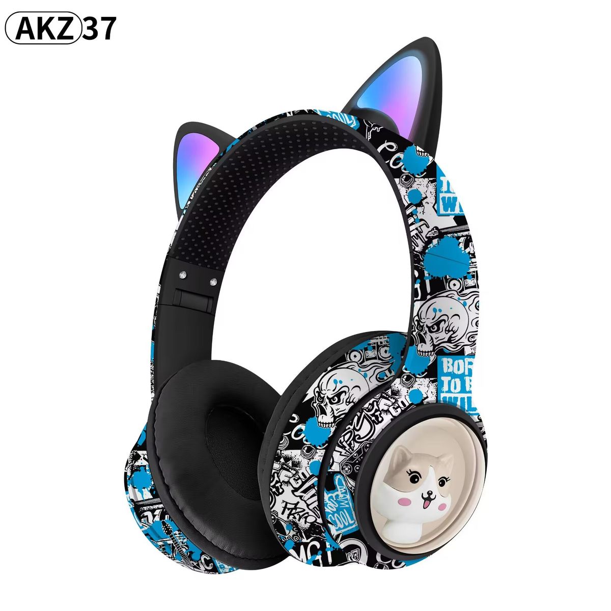 2024 New Head-mounted Headset Game Wireless Cartoon AKZ36 Graffiti Bluetooth 5.3_voghion.com