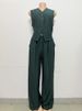 Damenbekleidung Retro Einfarbig Einreihige Weste Weste Zweiteiliges Set Hohe Taille Weite Beinhose Modeanzug_voghion.com