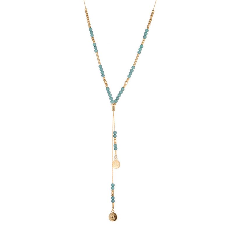 Türkis Halskette für Frauen, Vielseitige mehrlagige handgemachte Halskette, Perlenkette im Boho-Stil_voghion.com