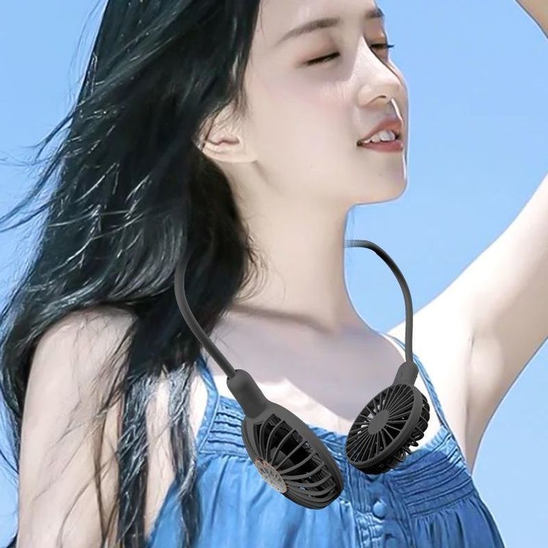 Rechargeable Strong Wind Brushless Silent Neck Hanging Fan Foldable For Students Office Desktop Outdoor Use_voghion.com