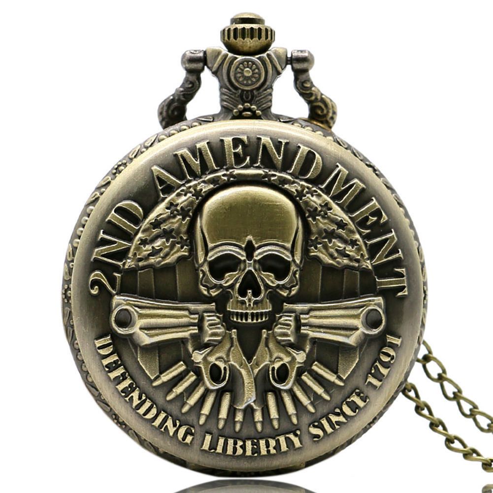 Kuum Müüa individuaalse disainiga topeltpüstoli kummipea vintage klapiga kaelakee suur taskukell_voghion.com