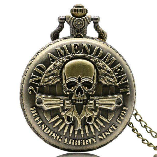 Kuum Müüa individuaalse disainiga topeltpüstoli kummipea vintage klapiga kaelakee suur taskukell_voghion.com