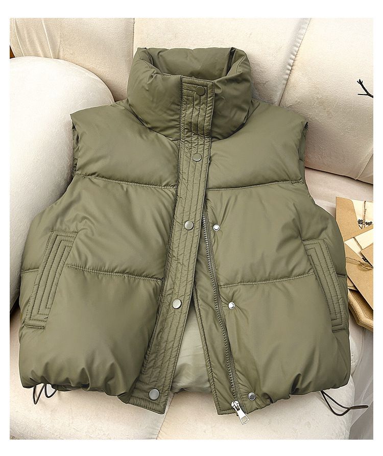 Ärmelloser Steppwestenmantel für Damen – leichte, wattierte Jacke für zierliche Frauen, lässige, lockere Passform, einfarbig, modische Oberbekleidung für Frühling und Herbst_voghion.com