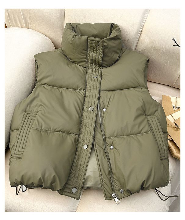 Ärmelloser Steppwestenmantel für Damen – leichte, wattierte Jacke für zierliche Frauen, lässige, lockere Passform, einfarbig, modische Oberbekleidung für Frühling und Herbst_voghion.com