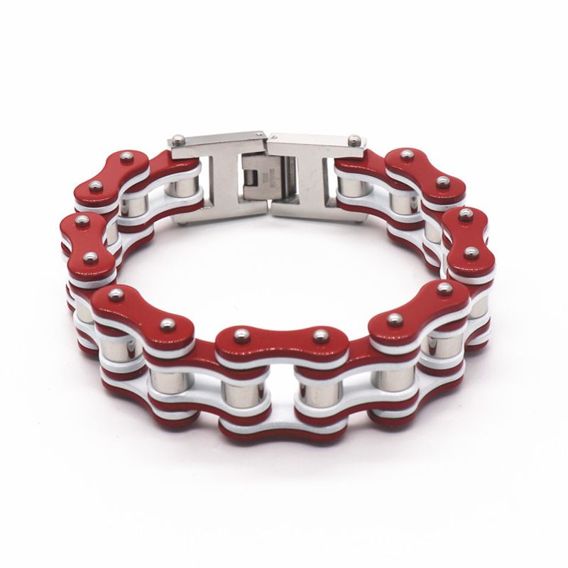 Personalized 16mm Double Piece Punk Rock Titanium Steel Motorcycle Hip Hop Trendy Men's Bicycle Chain Bracelet Jewelry_voghion.com