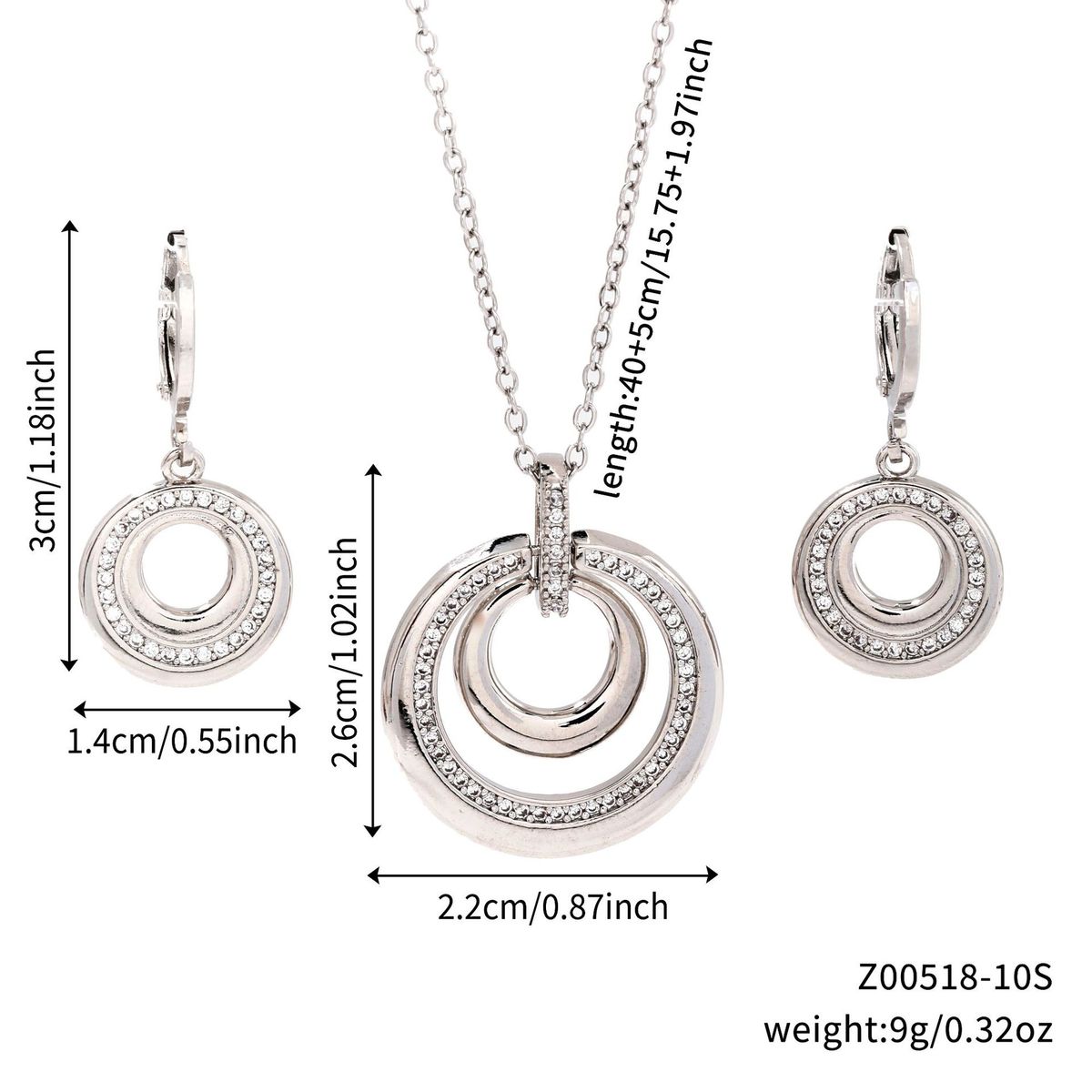 Set di gioielli da donna, semplice, di alta qualità, retrò, con collana e orecchini intarsiati a doppio cerchio e tondo, personalità_voghion.com