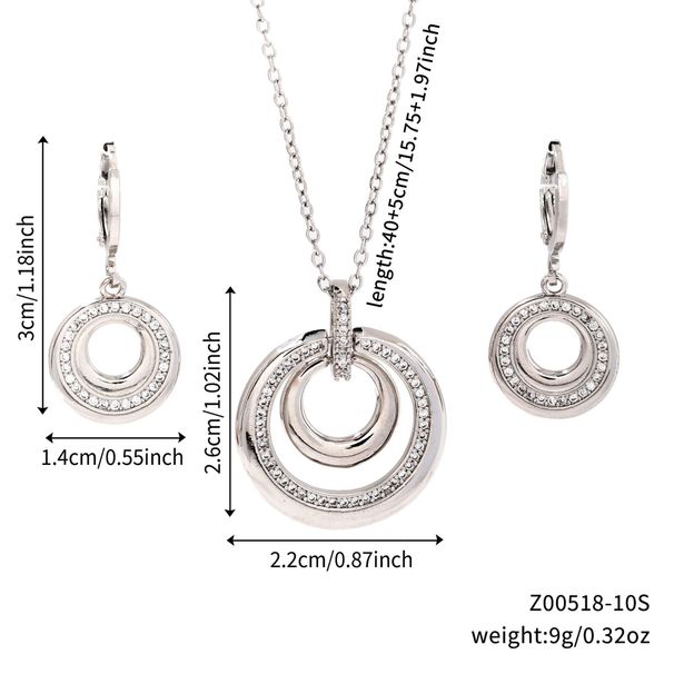 Set di gioielli da donna, semplice, di alta qualità, retrò, con collana e orecchini intarsiati a doppio cerchio e tondo, personalità_voghion.com