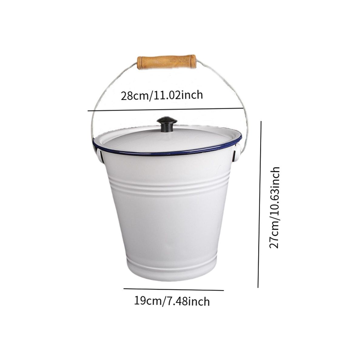 9L Enamel Milk Bucket Ice Bucket With Lid And Handle Rice Container Liquid Container Storage Can For Farm Garden Yard_voghion.com