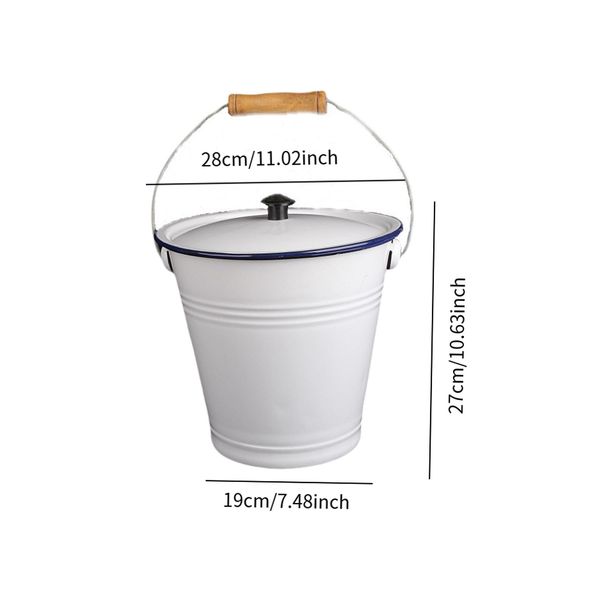9L Enamel Milk Bucket Ice Bucket With Lid And Handle Rice Container Liquid Container Storage Can For Farm Garden Yard_voghion.com