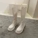 2024 Women's Designer V-Mouth Knee-High Boots, Enhanced Height, White 8100_voghion.com