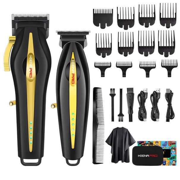 Professional Barber Clipper – Digital Display Cordless Hair Trimmer With Titanium Blades & Gradient Fading (Black/White/Gunmetal)_voghion.com