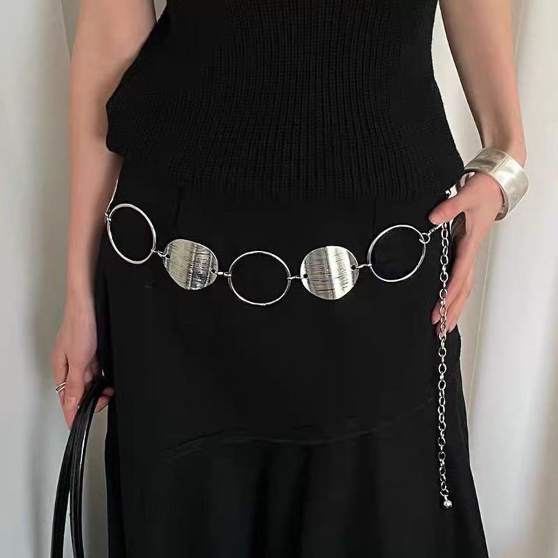 Taillenkette Damen Breite Version Metall Mit Rock Europäischer Und Amerikanischer Neuer Metallring Vielseitiger Gürtel Kleid Dekoration Damen Trend_voghion.com