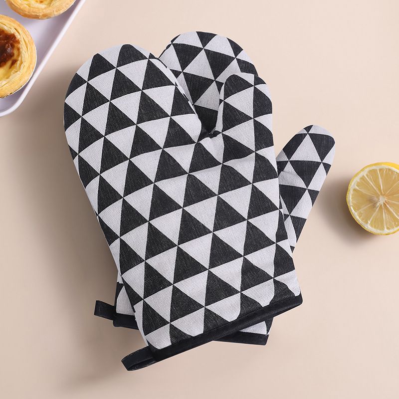 Magnetronhandschoenen van katoen en linnen, verdikte isolatiehandschoenen voor in de keuken en oven, hittebestendige handschoenen met bloemenmotief_voghion.com