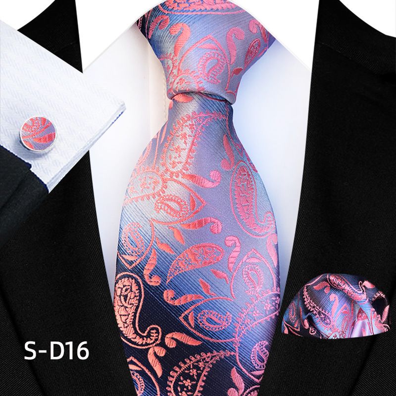 Ensemble cravate, pochette et boutons de manchette pour homme à motif cachemire tendance de 8 cm_voghion.com