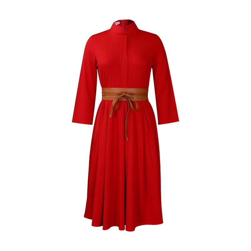 women's Autumn and Winter New Solid Color Temperament Elegant Fashion Large Size  Dress_voghion.com