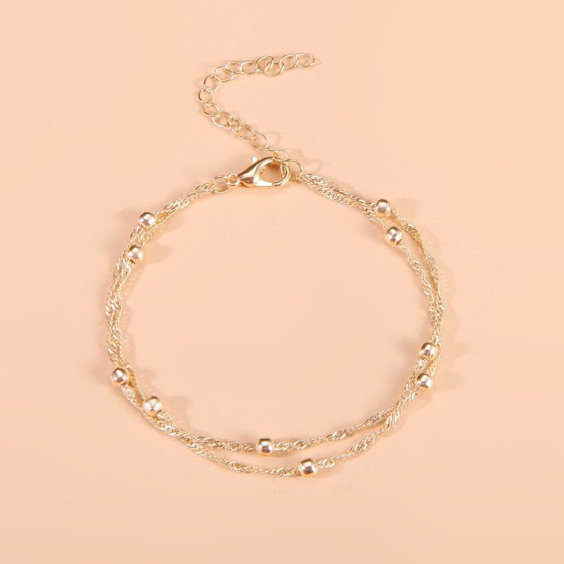 Minimalist Wave Bead Double Layer Bracelet Elegant Cold Style Spliced Chain Multi-layer Jewelry_voghion.com