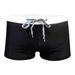 UXH Men's Solid Color Sexy Side Print Boxer Tight Simple Beach Sports Four-Corner Swim Trunks_voghion.com