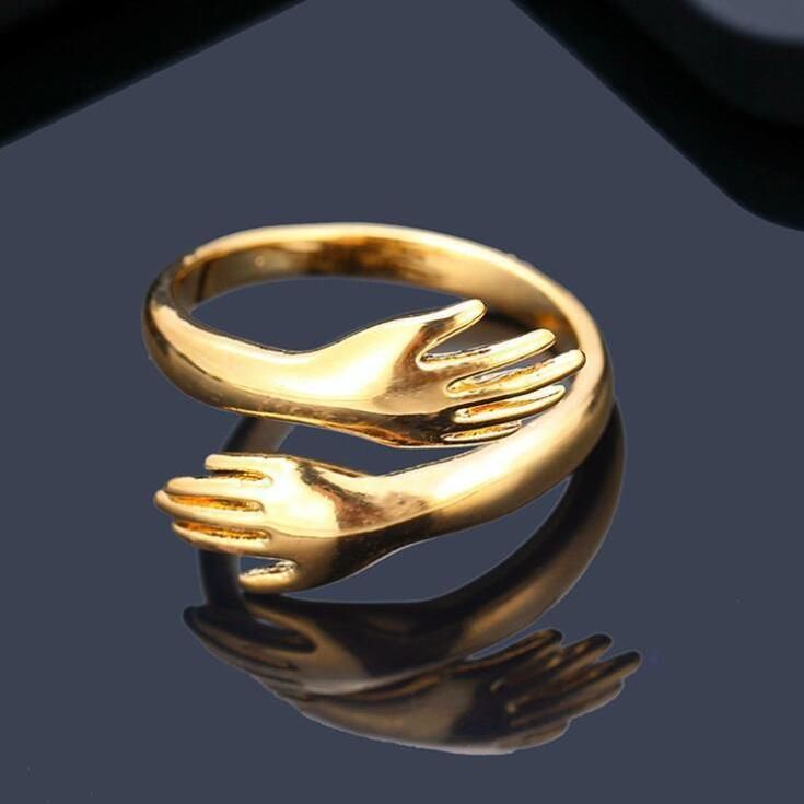 Anello aperto semplice per abbracciare le mani di coppia giapponesi e coreane INS Love Hands 2021 Nuovi accessori_voghion.com