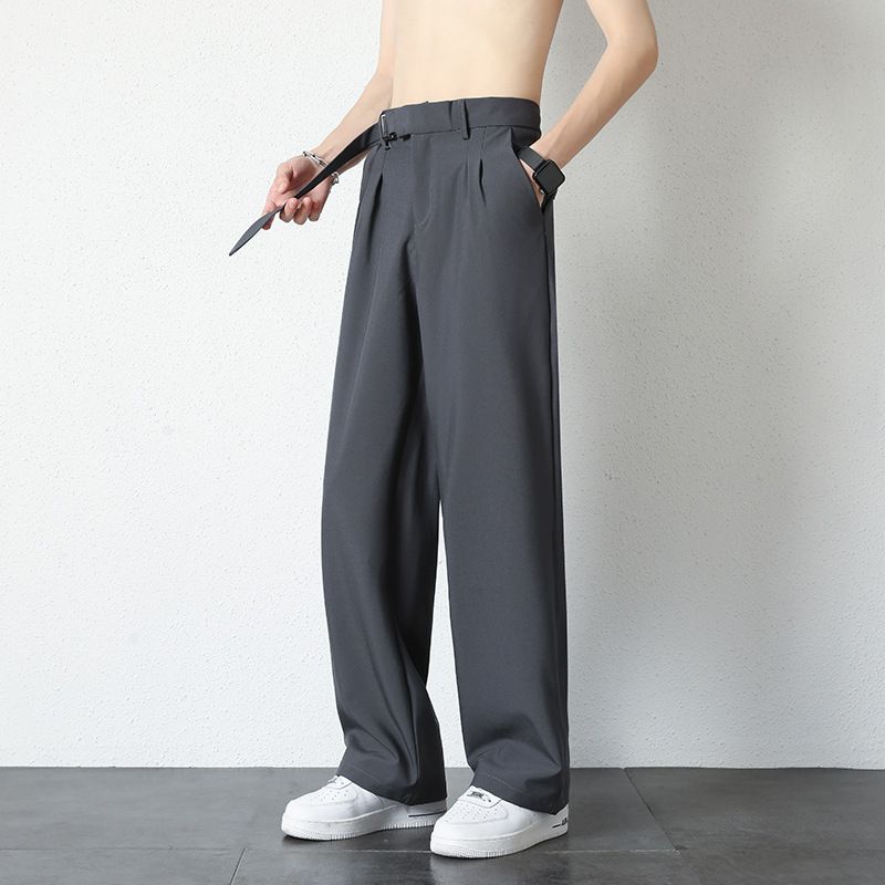 Klassische Anzughose mit geradem Bein für Herren – Hose mit weitem Bein und entspannter Passform und Gürtelschlaufen für Freizeit- und Businesskleidung (Schwarz, Braun, Grau)​_voghion.com