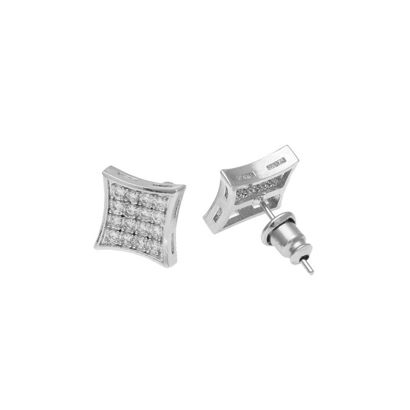 Orecchini a bottone da uomo in stile hip hop rock con zirconi cubici, orecchini geometrici in rame color oro, 10 mm x 10 mm (chiusure casuali)_voghion.com