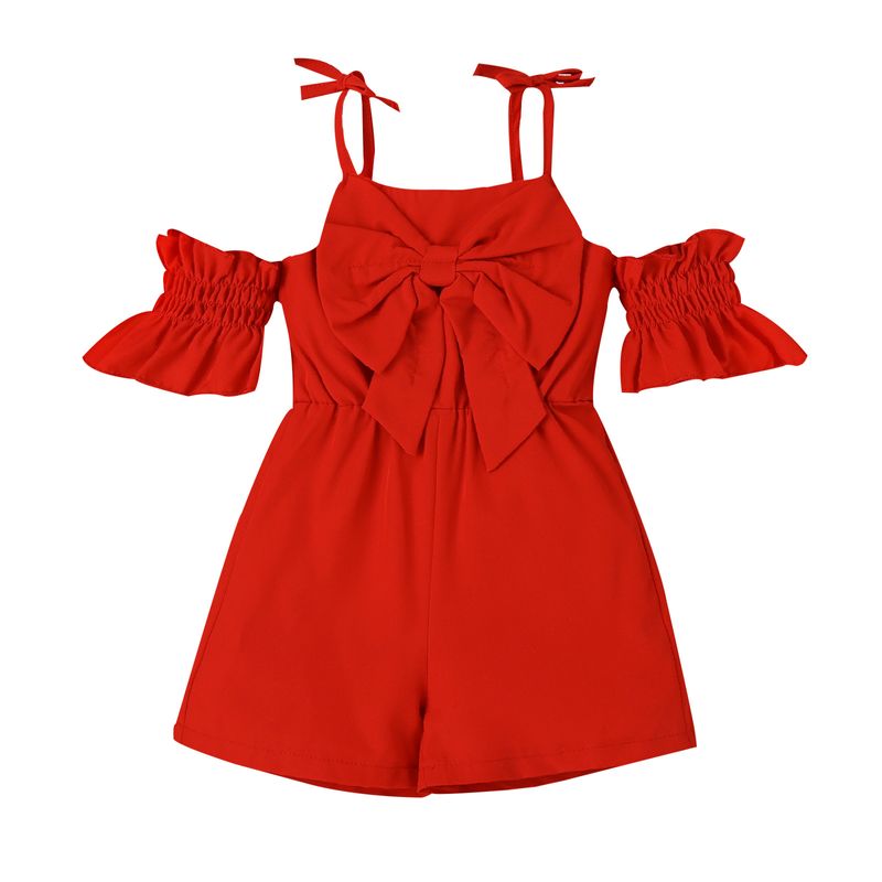 Wear Spring/Summer Trendy Solid Color Lace Off Shoulder Bow Tie Short Sleeve Women's Small and Medium Sized_voghion.com