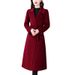 Women's Long Wool Coat - Oversized Trench Coat With Belted Waist, Knee-Length Vintage Style Winter Overcoat_voghion.com