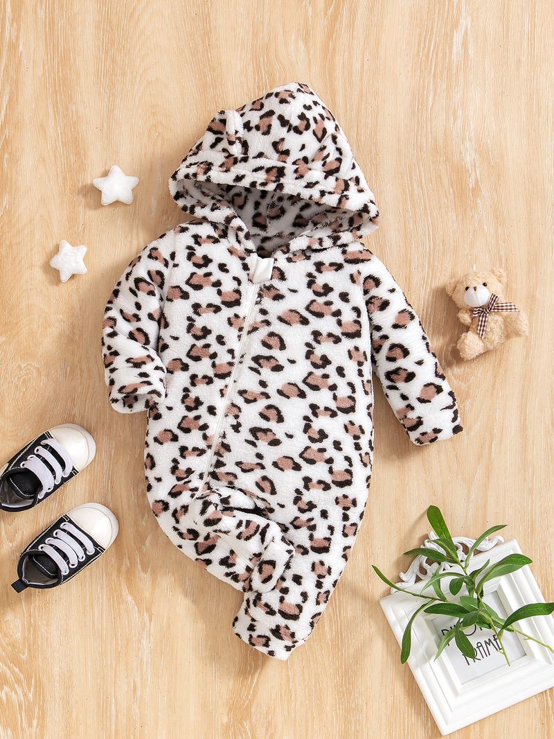 Mono de bebé de polar suave para madre e hijos con adorables estampados de dibujos animados. Pelele de manga larga con capucha para recién nacidos hasta 12 meses (certificado de seguridad de clase A)._voghion.com