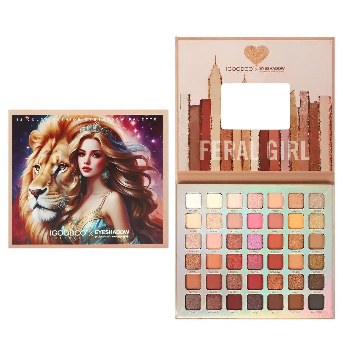 Eye Shadow New 42 Color Lion Beauty Pattern Eyeshadow Palette Sample Pearlescent Makeup Palette_voghion.com
