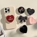 TechGlobe Korean Style Heart Black Bow Stand Suitable For Sweet Creative Back Sticker Shell Telescopic Cartoon Multi-Functional_voghion.com