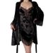 Intimo e pigiami, set da notte con vestaglia in velluto e pizzo, canotta imbottita push-up e vestaglia - Abbigliamento da notte da donna taglie forti per il relax e il sonno_voghion.com